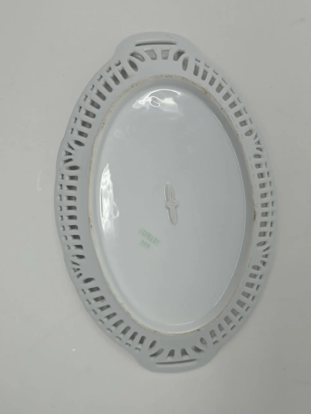 Vintage Floral Reticulated Oval Bowl Gold Trim, Pink Flowers, Made in Germany